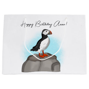 Personalisiert Happy Birthday Puffin Große Geschenktüte