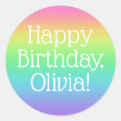 Personalisiert Happy Birthday Rainbow Runder Aufkleber (Vorderseite)