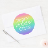 Personalisiert Happy Birthday Rainbow Runder Aufkleber (Umschlag)