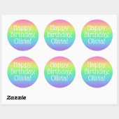 Personalisiert Happy Birthday Rainbow Runder Aufkleber (Blatt)