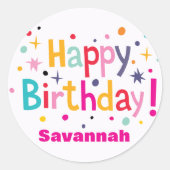 Personalisiert Happy Birthday Retro Runder Aufkleber (Vorderseite)