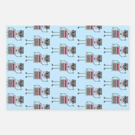 Personalisiert Happy Birthday Robot Themed Geschenkpapier Set (Vorderseite 3)