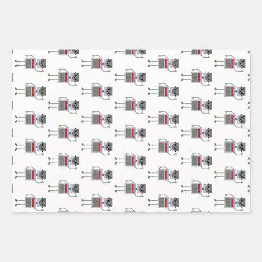 Personalisiert Happy Birthday Robot Themed Geschenkpapier Set (Vorderseite 2)