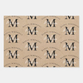 Personalisiert Happy Birthday Rustic Kraft Monogra Geschenkpapier Set (Vorderseite 3)