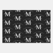 Personalisiert Happy Birthday Schwarz-weiß Monogra Geschenkpapier Set (Vorderseite 3)