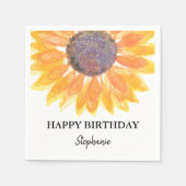 Personalisiert Happy Birthday Sonnenblume Serviette (Vorderseite)