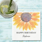 Personalisiert Happy Birthday Sonnenblume Serviette