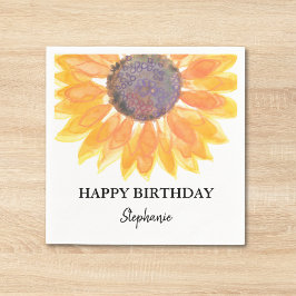 Personalisiert Happy Birthday Sonnenblume Serviette