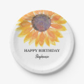 Personalisiert Happy Birthday Sonnenblumenpapier T Pappteller (Vorderseite)