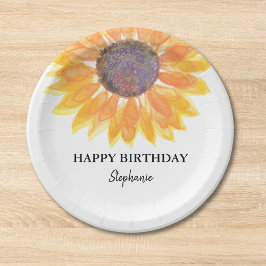 Personalisiert Happy Birthday Sonnenblumenpapier T Pappteller
