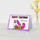 Personalisiert Happy Birthday Unicorn Girl Karte (Gelbe Blume)