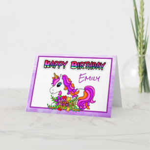 Personalisiert Happy Birthday Unicorn Girl Karte