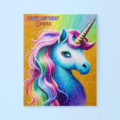 Personalisiert Happy Birthday Unicorn mit Namen Puzzle