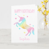 Personalisiert Happy Birthday Unicorn Rainbow Karte (Gelbe Blume)