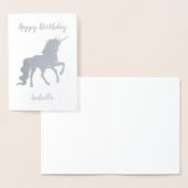 Personalisiert Happy Birthday Unicorn Silver Folienkarte (Anzeige)