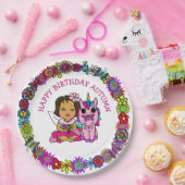 Personalisiert Happy Birthday Unicorn und Fairy Pappteller (Party)