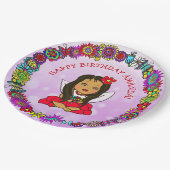 Personalisiert Happy Birthday Unicorn und Fairy Pappteller (Schrägansicht)