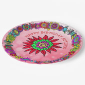 Personalisiert Happy Birthday Unicorn und Fairy Pappteller (Schrägansicht)