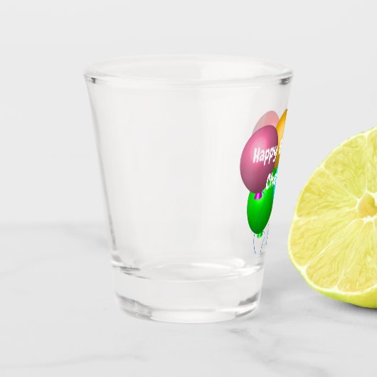 Personalisiert Happy Birthday Vibes Helium Balloon Schnapsglas (Links)