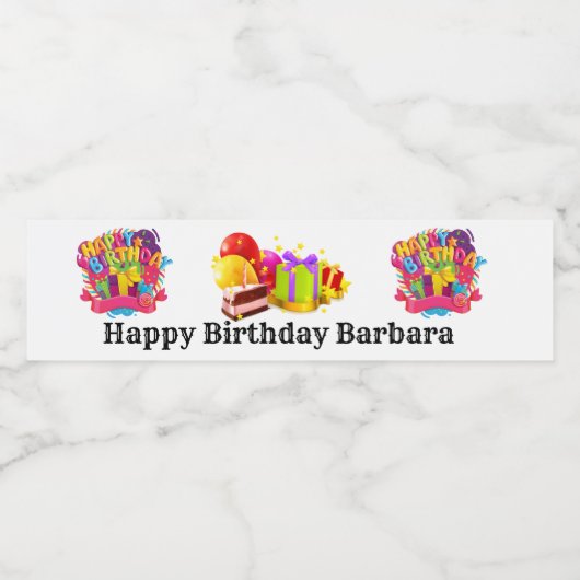 Personalisiert Happy Birthday Wasserflaschenetikett (Einzelnes Label)