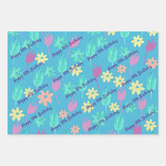 Personalisiert Happy Birthday Wrapping Paper Geschenkpapier Set (Vorderseite 3)