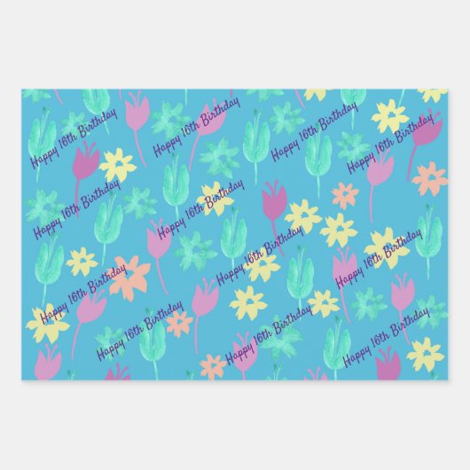Personalisiert Happy Birthday Wrapping Paper Geschenkpapier Set (Vorderseite 2)