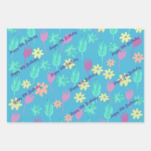 Personalisiert Happy Birthday Wrapping Paper Geschenkpapier Set (Vorderseite)