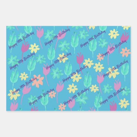 Personalisiert Happy Birthday Wrapping Paper Geschenkpapier Set (Vorderseite)