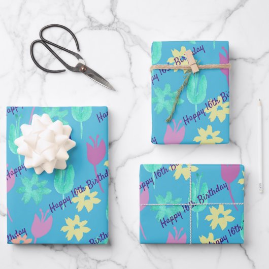 Personalisiert Happy Birthday Wrapping Paper Geschenkpapier Set (Vorderseite)