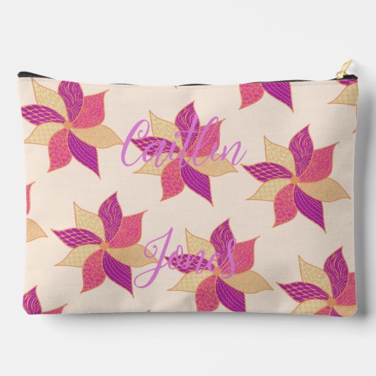 Personalisiert Happy Blume Accessory Pouch Zubehörtasche (Rückseite)