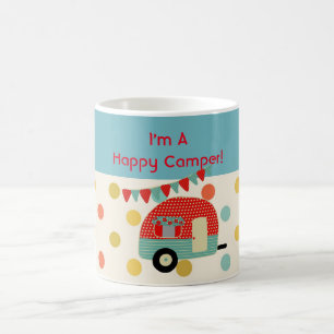Personalisiert Happy Camper Retro Red Aqua Tasse
