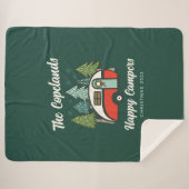 Personalisiert Happy Campers Weihnachten Sherpadecke (Vorderseite (Horizontal))