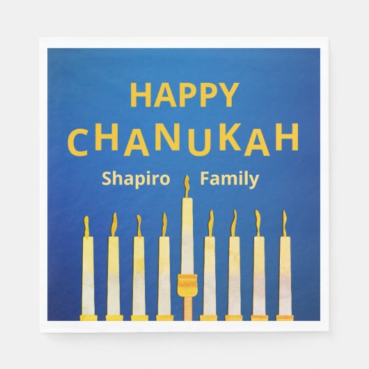 Personalisiert Happy Chanukah Menorah Serviette (Vorderseite)
