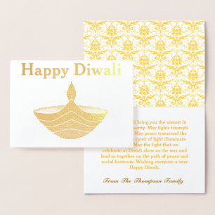 Personalisiert Happy Diwali Gold Folienkarte