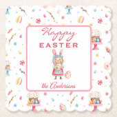 Personalisiert Happy Easter 4" skallopiert Untersetzer (Vorderseite)