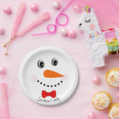 Personalisiert Happy Face Snowman Red Bowtie Pappteller (Party)