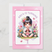 Personalisiert Happy Geburtstag | Hübsche Asienfra Einladung (Vorderseite)