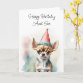 Personalisiert Happy Geburtstag | Niedlich Chihuah Karte (Gelbe Blume)