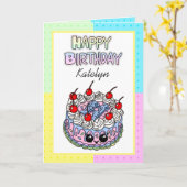 Personalisiert Happy Geburtstag | Whimsischer Kuch Karte (Gelbe Blume)
