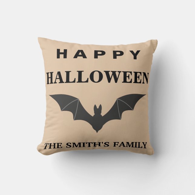 Personalisiert Happy Halloween Bat Kissen (Vorderseite)