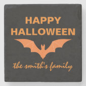 Personalisiert Happy Halloween Bat Steinuntersetzer (Vorderseite)