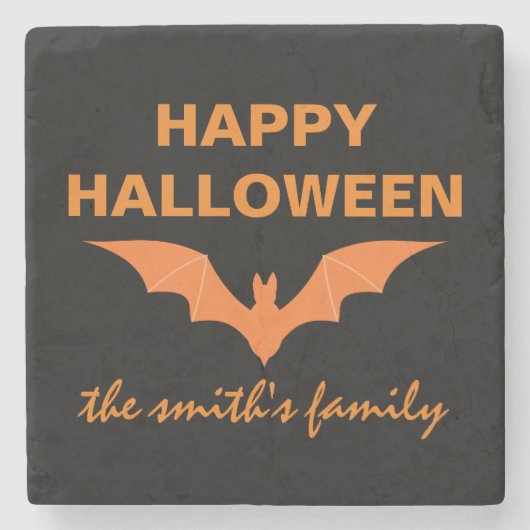 Personalisiert Happy Halloween Bat Steinuntersetzer (Vorderseite)