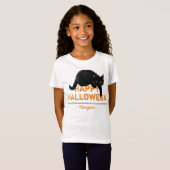 Personalisiert Happy Halloween Black Cat T-Shirt (Vorne ganz)