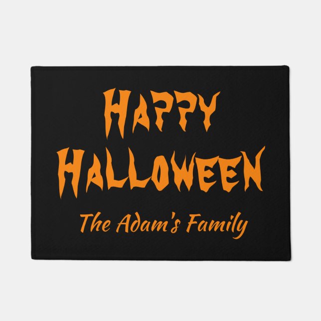 Personalisiert Happy Halloween Black Fußmatte (Vorderseite)