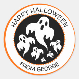 Personalisiert Happy Halloween Ghost Runder Aufkleber