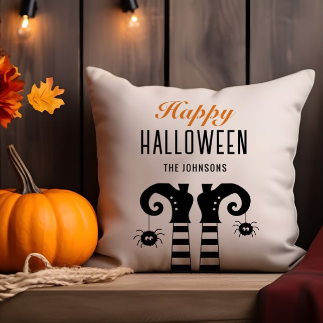 Personalisiert Happy Halloween Hexenfilet White Kissen (Von Creator hochgeladen)