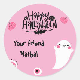 Personalisiert Happy Halloween mit Niedlichem Ghos Runder Aufkleber