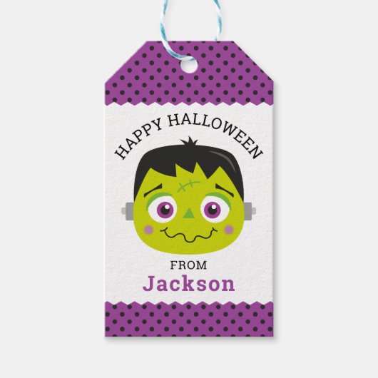Personalisiert Happy Halloween Monster-Geschenk-Ta Geschenkanhänger (Vorderseite)