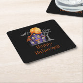 Personalisiert Happy Halloween Spuk Haus Rechteckiger Pappuntersetzer (angewinkelt)