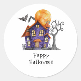 Personalisiert Happy Halloween Spuk Haus Runder Aufkleber